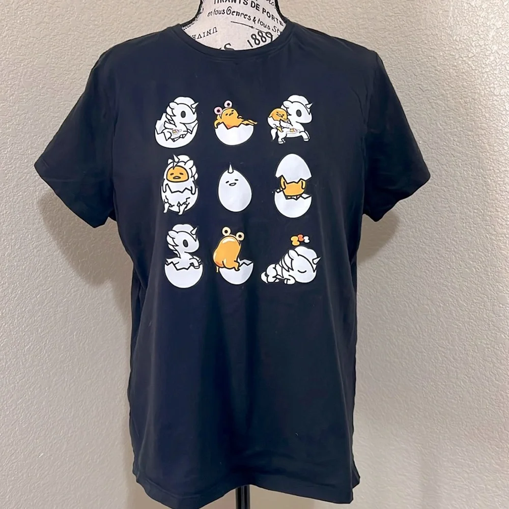 Tokidoki x gudetama Black Printed Graphic Cotton T-shirt - Picture 1 of 6